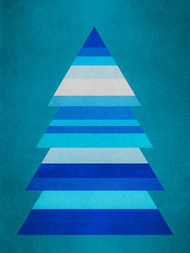 Arbre d'hiver minimaliste en couches de tons bleus froids