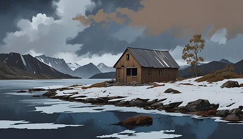 Lonely hut on the Lofoten Islands