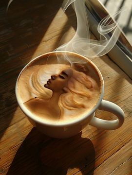 eine Tasse Kaffee oder Cappuccino mit einer weiblichen Person trinken von Egon Zitter