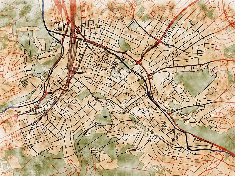Map of Hagen with the style 'Serene Summer' by Maporia