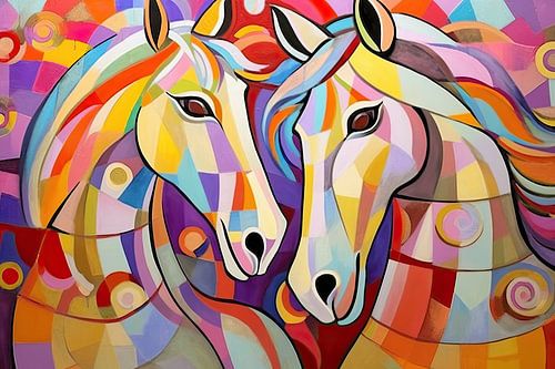 Malerei Buntes Abstraktes | Bunte Galopp-Explosion