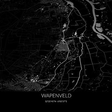 Schwarz-weiße Karte von Wapenveld, Gelderland. von Rezona