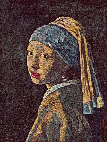 Dark version of the Girl with the Pearl Earring by Johannes Vermeer