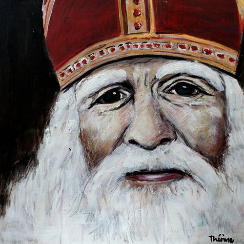 Portret schilderij van Sinterklaas.