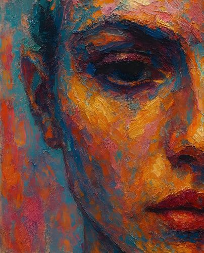 Portret vrouw olieverf krijt