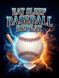 Eat Sleep Baseball Repeat Vintage Retro Bootleg Poster by Art Bloom