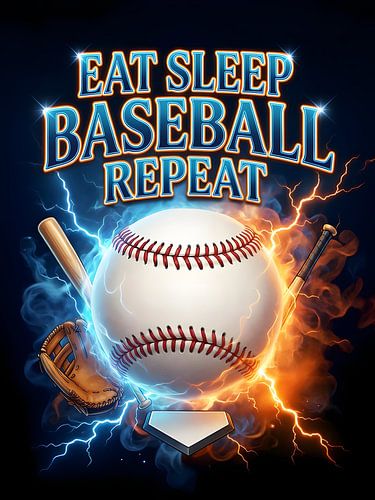 Eat Sleep Baseball Repeat Vintage Retro Bootleg Poster