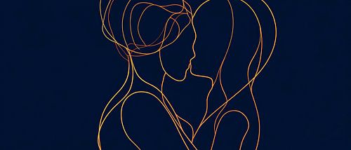Deux silhouettes enlacées - Minimaliste
