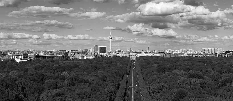 Berlijn Skyline Panorama Zwart-Wit van Frank Herrmann