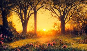Blumen in einem Wald im Frühling Illustration