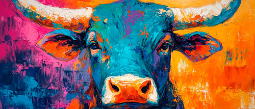 Colourful cows in a riot of colour