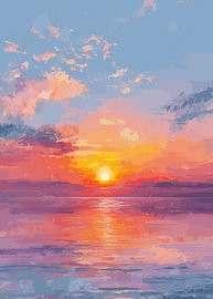 A picturesque sunset by the sea