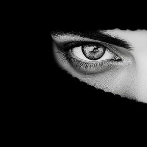 Dame in Burka schwarz und weiß