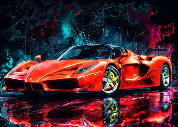 Ferrari Enzo aquarel neon van MIROKKU