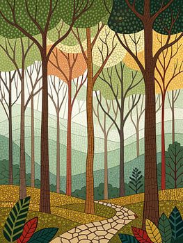 The Whispering Woods: A Serene Autumn Path Through Textured Forest