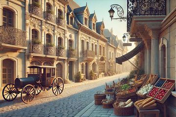 Vormittag in der Belle Rue - romantische Straße im Pariser Stil von Kleurenrijk