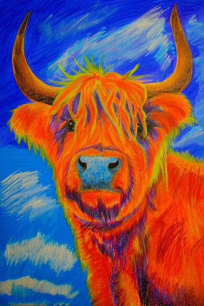 Colourful modern painting of Scottish Highlander by Art & Soul Creations