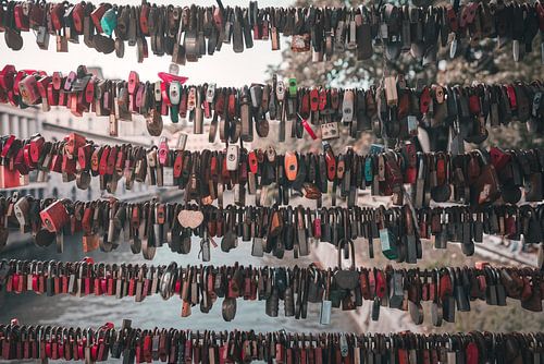 Liefdesslotjes op de Butchers’ Bridge in Ljubljana