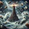 The Lighthouse of Knowledge - Magische poster voor visionairs en boekenliefhebbers van Eric Nagel