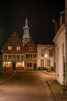 Nachtfoto van de onze lieve vrouwe toren(lange Jan) in Amersfoort