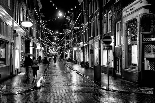Rainy evening in the center of Amsterdam