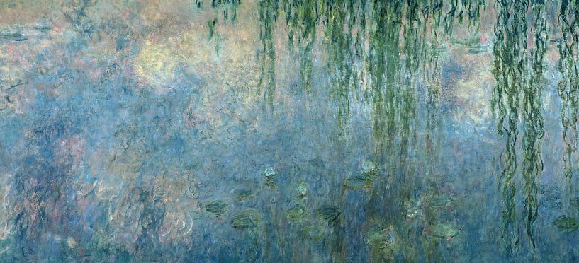 Claude Monet,Seerosen am Morgen mit Trauerweiden von finemasterpiece