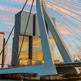 Erasmus Bridge with the Rotterdam and beautiful sky by RH Fotografie