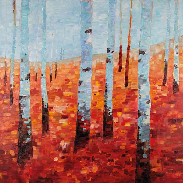 Birch forest in autumn by Rob Donders Beeldende kunst