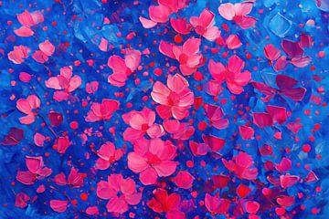 Roze bloesems met contrast