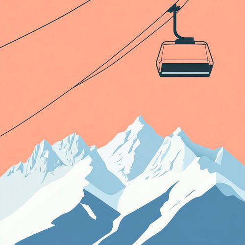 Kabelbaan voor een bergpanorama
