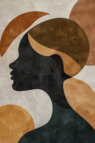 Abstracte silhouet in gouden en aardetinten