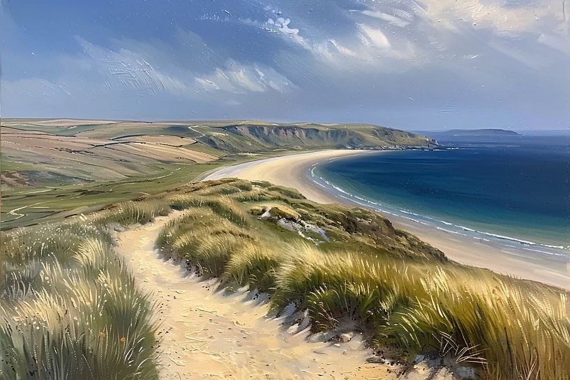 Prachtig strandlandschap met blauwe zee van Art & Soul Creations