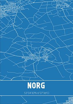Blauwdruk | Landkaart | Norg (Drenthe) van Rezona