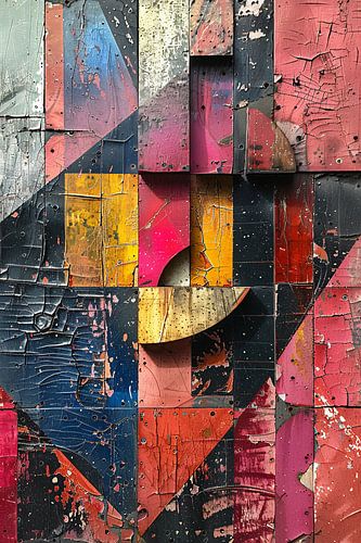 Abstract Kleurrijk Houten Collage