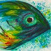 Bleu avec poisson vert. sur Ineke de Rijk