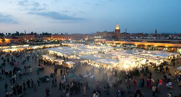 Panorama Djeema-el-fna market Marrakech Morocco by Keesnan Dogger Fotografie