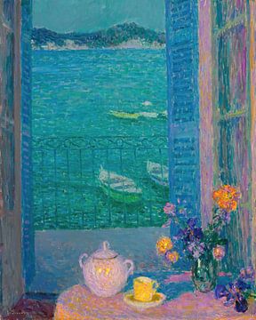 Het boeket bij het raam, Villefranche-Sur-Mer, Henri Le Sidaner
