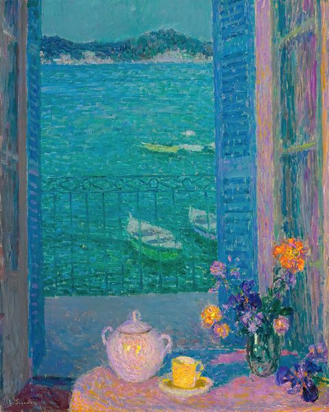 Der Blumenstrauß am Fenster, Villefranche-Sur-Mer, Henri Le Sidaner von Meisterhafte Meister