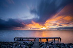 Sunset at the lake. by Ton Drijfhamer