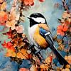Chickadee vogel schilderij kleuren kunst #Chickadee van JBJart Justyna Jaszke