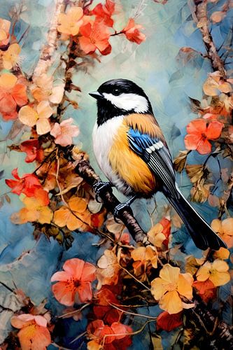 Chickadee vogel schilderij kleuren kunst #Chickadee