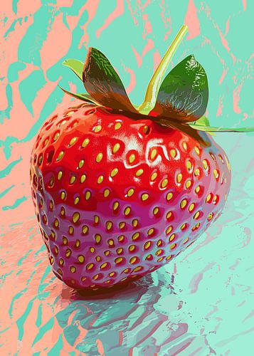 Aardbei in levendige popartkleuren