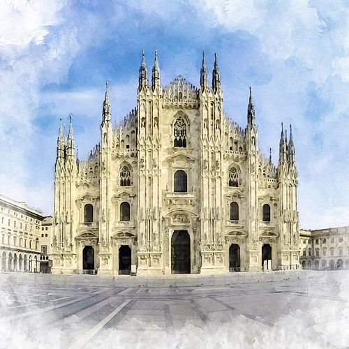 De kathedraal van Milaan rijst op in marmeren pracht, een adembenemend symbool van de Italiaanse gotische architectuur.