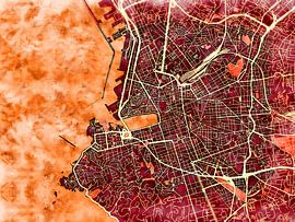 Map of Marseille centrum with the style 'Amber Autumn' by Maporia