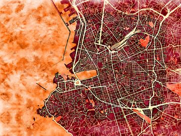 Kaart van Marseille centrum in de stijl 'Amber Autumn' van Maporia