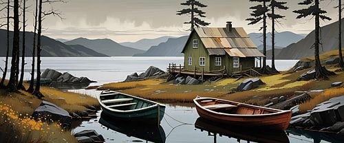 Fjordlandschap met huis