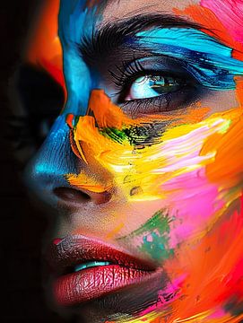lebhaft gemaltes weibliches Gesicht von PixelPrestige