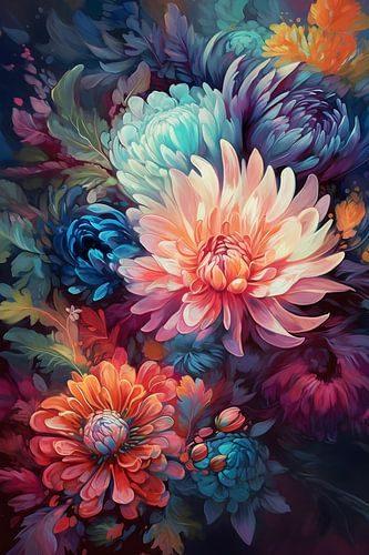 Grandes fleurs colorées