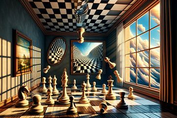 De zwevende dimensie van het oneindige schaakspel van artefacti