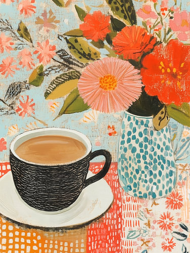 Kaffee und Blumen